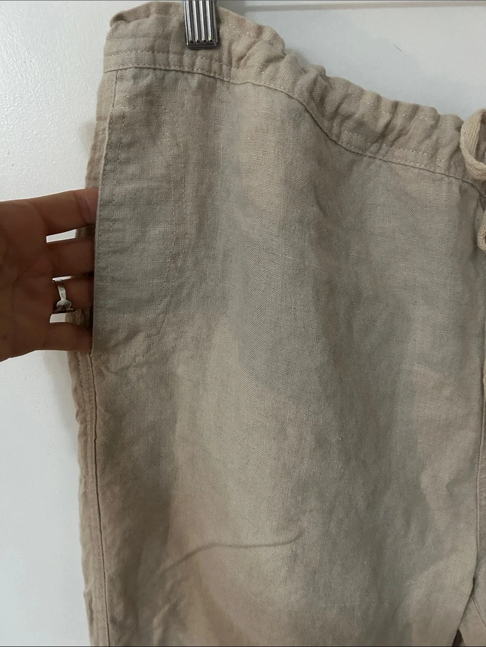 Island Importer Riviera Pant Casual Wide-Leg Linen Drawstring Pants Beach Size L